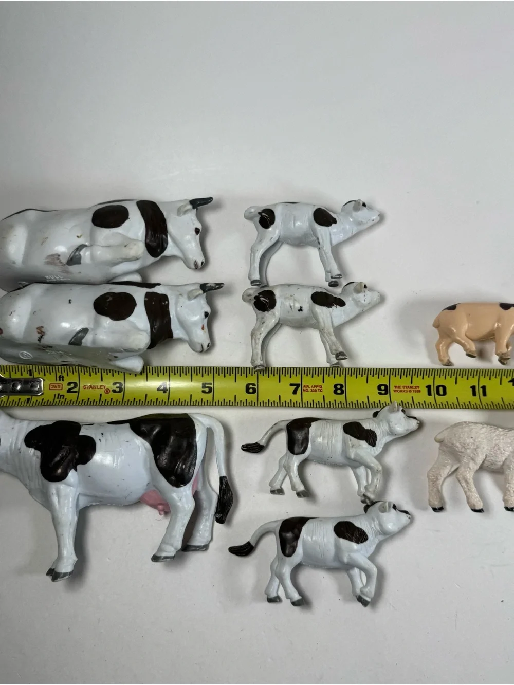 AAA Vintage Animal Figure Lot Bull Cow Piglet Sheep Calf Farm Solid Rubber Toys
